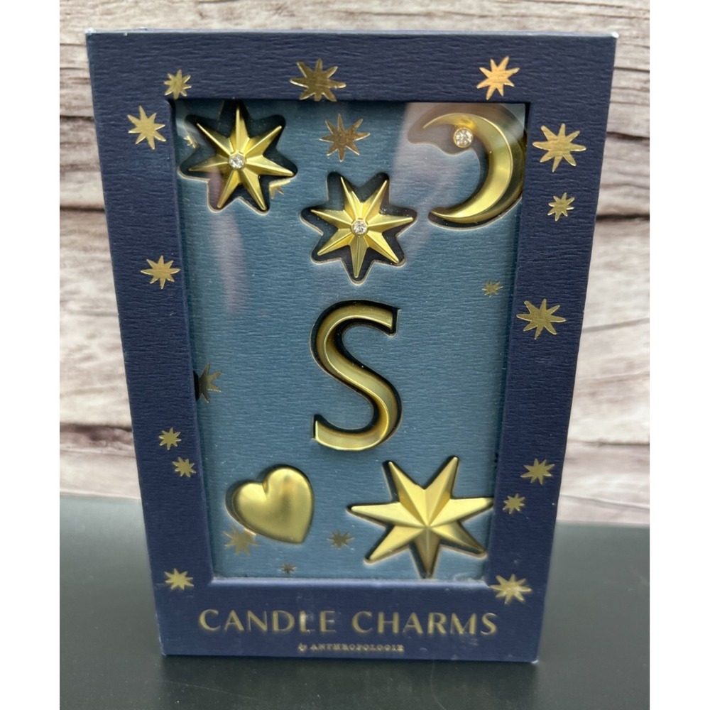 Anthropologie Monogram Candle Charms Gold Letter "S" New In Box Stars Moon